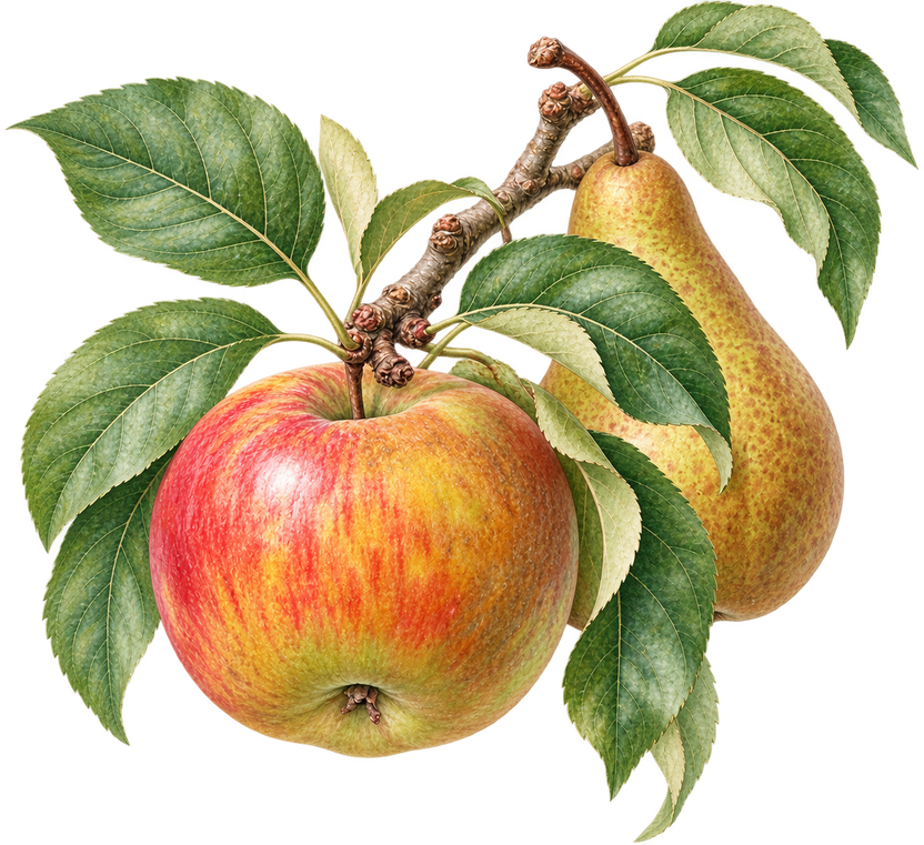 apple & pear vintage botanical illustration